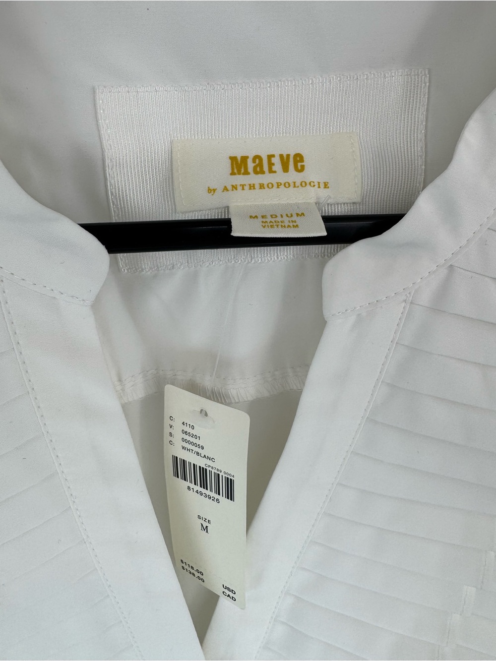 Anthropologie Maeve White Pleated Sleeveless Blouse M - Picture 6 of 6